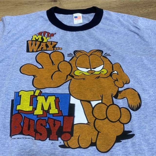 値下げ　新品未使用　リンガーTシャツ　ガーフィールド　Garfield Tシャツ メンズのトップス(Tシャツ/カットソー(半袖/袖なし))の商品写真