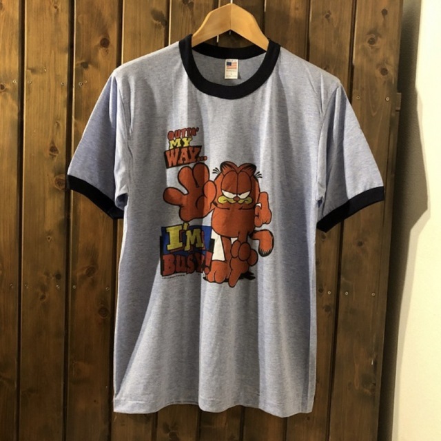 値下げ　新品未使用　リンガーTシャツ　ガーフィールド　Garfield Tシャツ メンズのトップス(Tシャツ/カットソー(半袖/袖なし))の商品写真