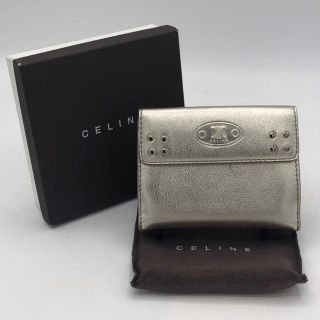 未使用品 CELINE セリーヌ レザー  二つ折り財布 ゴールドカラーレディース