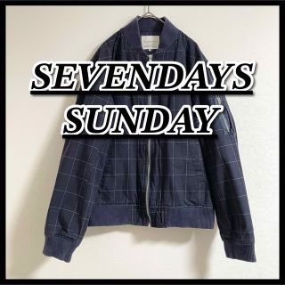 セブンデイズサンデイ(SEVENDAYS=SUNDAY)のSEVENDAYS＝SUNDAY チェック柄ブルゾン サイズM 王道ネイビー(ブルゾン)