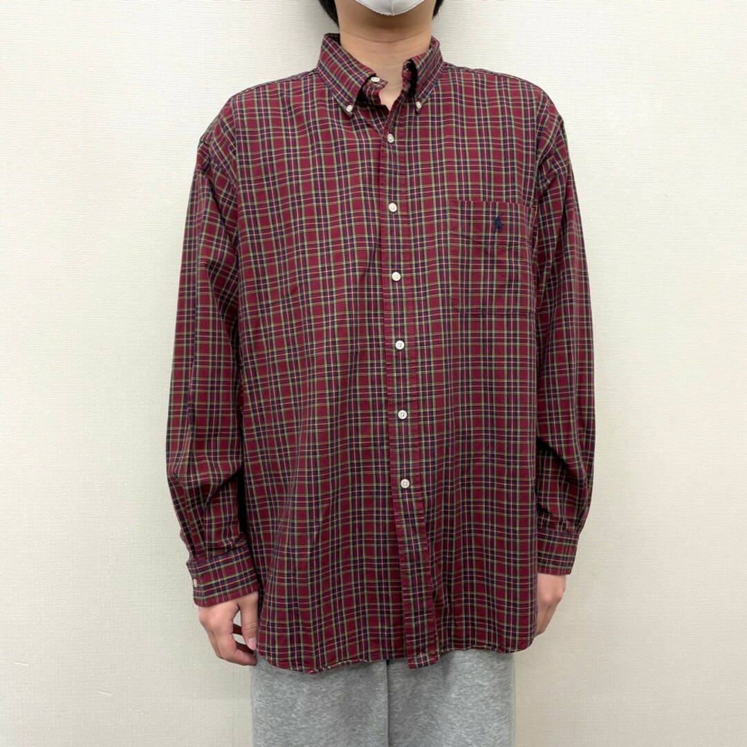 【大人気☆】チャップス ワンポイント 半袖BDシャツ チェック グリーン XL