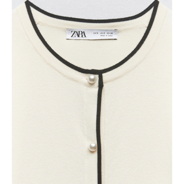 ZARA - ZARA フェイクパールボタン付きニットカーディガン S ZARA - ZARA フェイクパールボタン付きニットカーディガン S