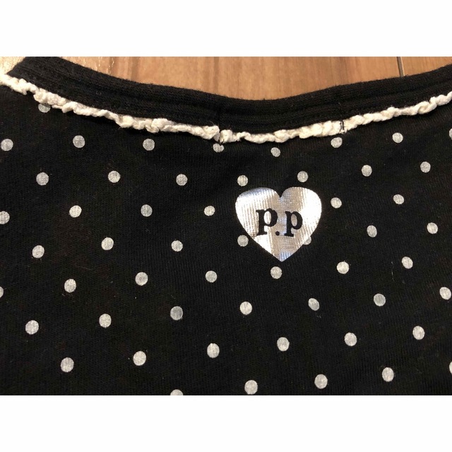 pom ponette(ポンポネット)のpom ponetteカットソー　パフスリ半袖Tシャツ　黒　ドット　L(160) キッズ/ベビー/マタニティのキッズ服女の子用(90cm~)(Tシャツ/カットソー)の商品写真