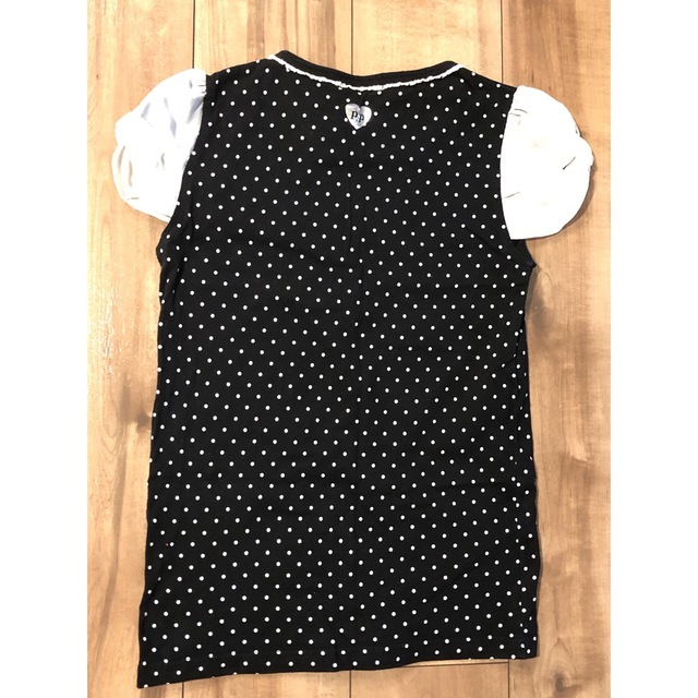 pom ponette(ポンポネット)のpom ponetteカットソー　パフスリ半袖Tシャツ　黒　ドット　L(160) キッズ/ベビー/マタニティのキッズ服女の子用(90cm~)(Tシャツ/カットソー)の商品写真