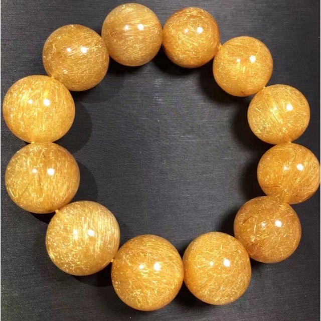 ⭐︎【天然】ゴールド ルチル クオーツ ブレスレット 15mm - アクセサリー ⭐︎【天然】ゴールド ルチル クオーツ ブレスレット 15mm - アクセサリー