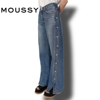 マウジー(moussy)の【新品未使用】【MOUSSY】BUTTON UP DENIM WIDE パンツ(デニム/ジーンズ)