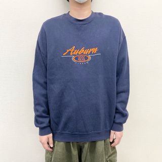 【中古】NCC APPAREL スウェットシャツ トレーナー プルオーバー  Auburn カレッジ ロゴ 刺繍 サイズ：XL ネイビー 古着 中古 mellow(スウェット)