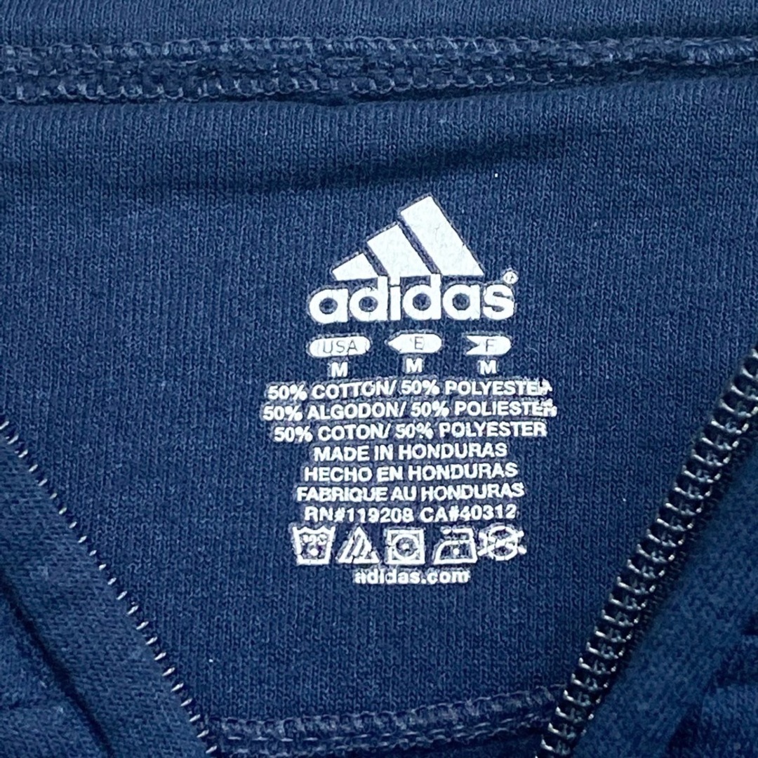 【中古】アディダス adidas ハーフジップ スウェットシャツ トレーナー プルオーバー PENN カレッジ パフォーマンスロゴ プリント  サイズ：M ネイビー 古着 中古 mellow