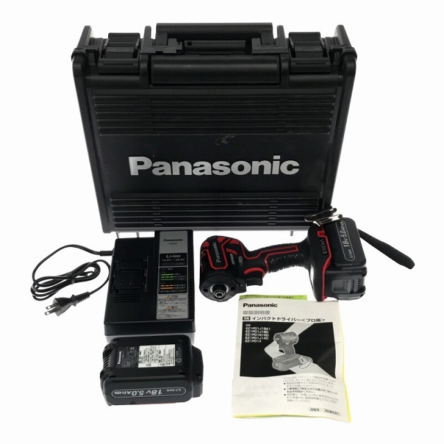 自動車/バイク☆未使用品☆ Panasonic パナソニック EXENA 14.4V/18V充電インパクトドライバ EZ1PD1J18D-R バッテリ2個付 充電器付 67675