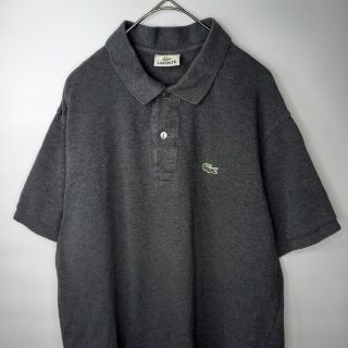 ラコステ(LACOSTE)のラコステ　ポロシャツ　刺繍ロゴ　シェルボタン　ユーロ古着　グレー　6サイズ(ポロシャツ)