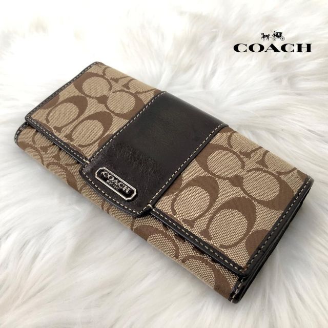 COACH コーチ 長財布 シグネチャー キャンバス レザー ブラウン