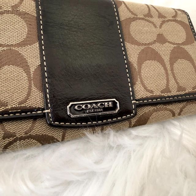 COACH(コーチ)のCOACH コーチ 長財布 シグネチャー キャンバス レザー ブラウン レディースのファッション小物(財布)の商品写真