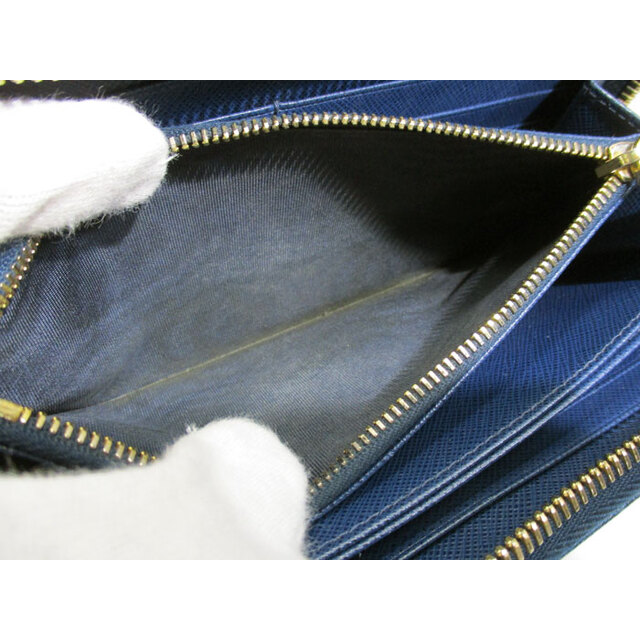 PRADA(プラダ)のPRADA ラウンドファスナー 長財布 レザー BLUETTE ブルー 三角ロゴ レディースのファッション小物(財布)の商品写真