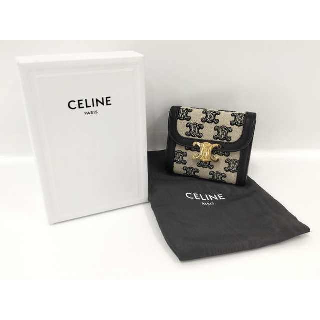 CELINE 三つ折り財布 スモール フラップウォレット トリオンフキャンバス