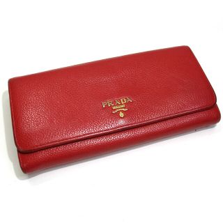 プラダ(PRADA)のPRADA 二つ折り 長財布 レザー レッド 1MH132(財布)