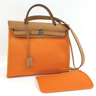 エルメス(Hermes)のHERMES ハンドバッグ エールバッグ ジップPM キャンバス レザー(ショルダーバッグ)