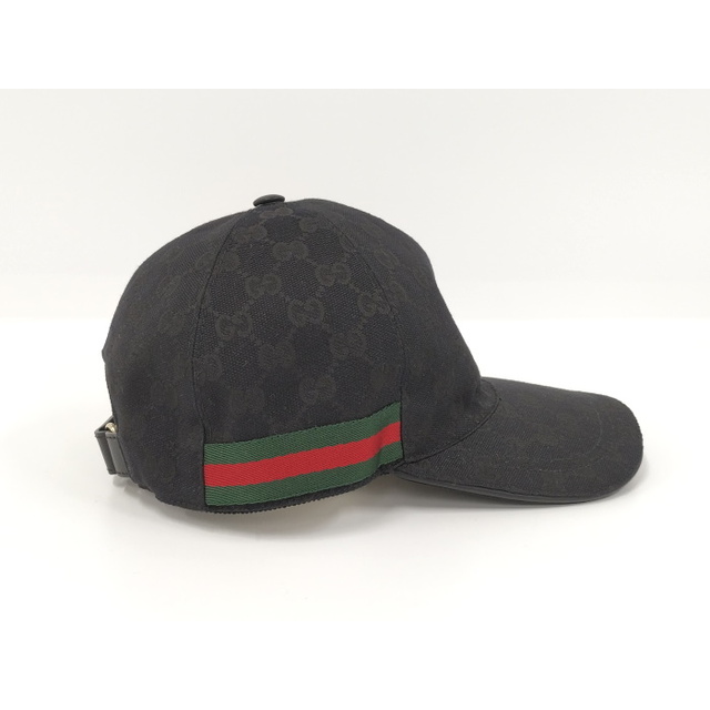 Gucci(グッチ)のGUCCI ベースボールキャップ GGキャンバス シェリーライン ブラック メンズの帽子(キャップ)の商品写真