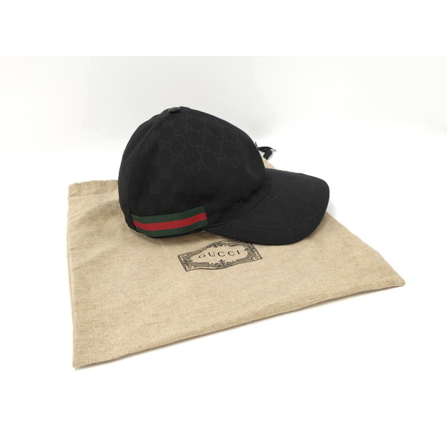 Gucci(グッチ)のGUCCI ベースボールキャップ GGキャンバス シェリーライン ブラック メンズの帽子(キャップ)の商品写真