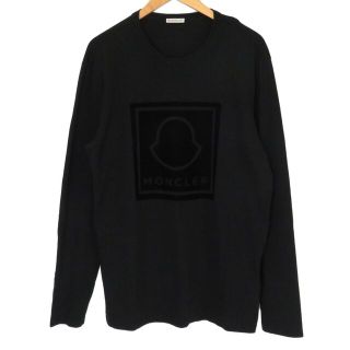 モンクレール(MONCLER)のモンクレール フロント ロゴ ロングスリーブ カットソー メンズ ブラック MONCLER [美品] 【中古】 【アパレル・小物】(Tシャツ/カットソー(七分/長袖))