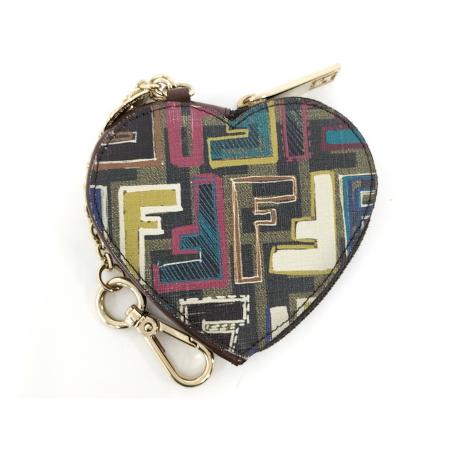 FENDI - FENDI コインケース ハート ズッカ柄 ブラウン マルチ FENDI - FENDI コインケース ハート ズッカ柄 ブラウン マルチ