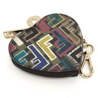 フェンディ(FENDI)のFENDI コインケース ハート ズッカ柄 ブラウン マルチカラー 8M0247(コインケース)