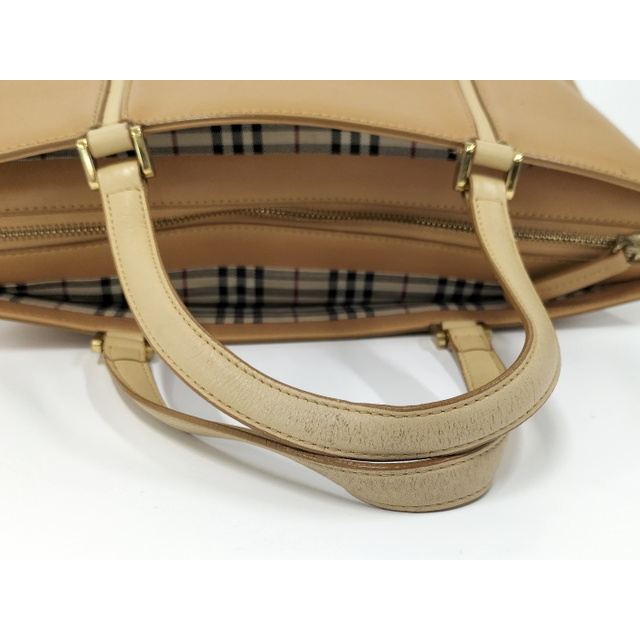 BURBERRY(バーバリー)のBURBERRY トートバッグ ハンドバッグ レザー ベージュ レディースのバッグ(トートバッグ)の商品写真