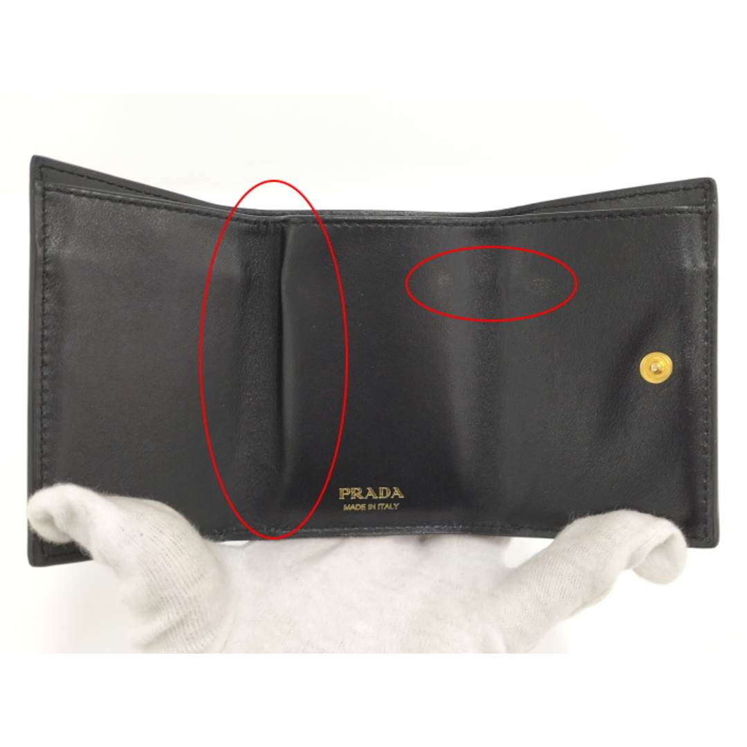 PRADA 三つ折り財布 コンパクト ウォレット サフィアーノ レザー