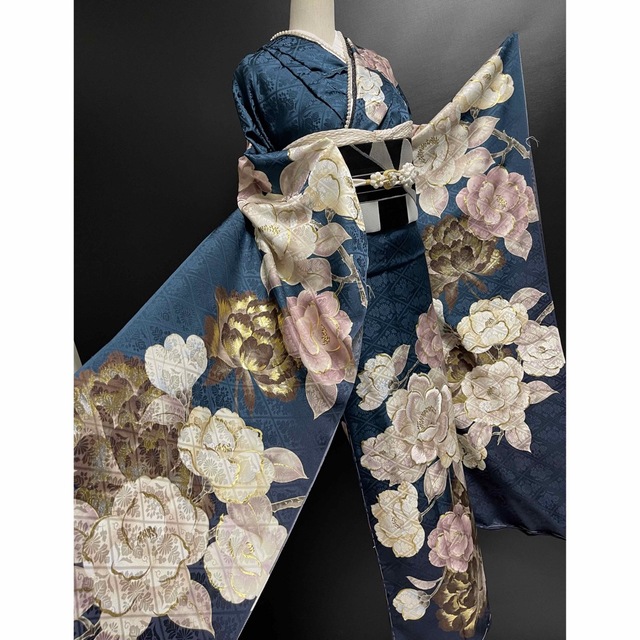 特選振袖ブランド【金彩刺繍本振袖◇ターコイズブルーグリーン】濃い青