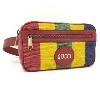 グッチ(Gucci)のGUCCI ボディバッグ バイアデラ ストライプ キャンバス レッド(ボディバッグ/ウエストポーチ)