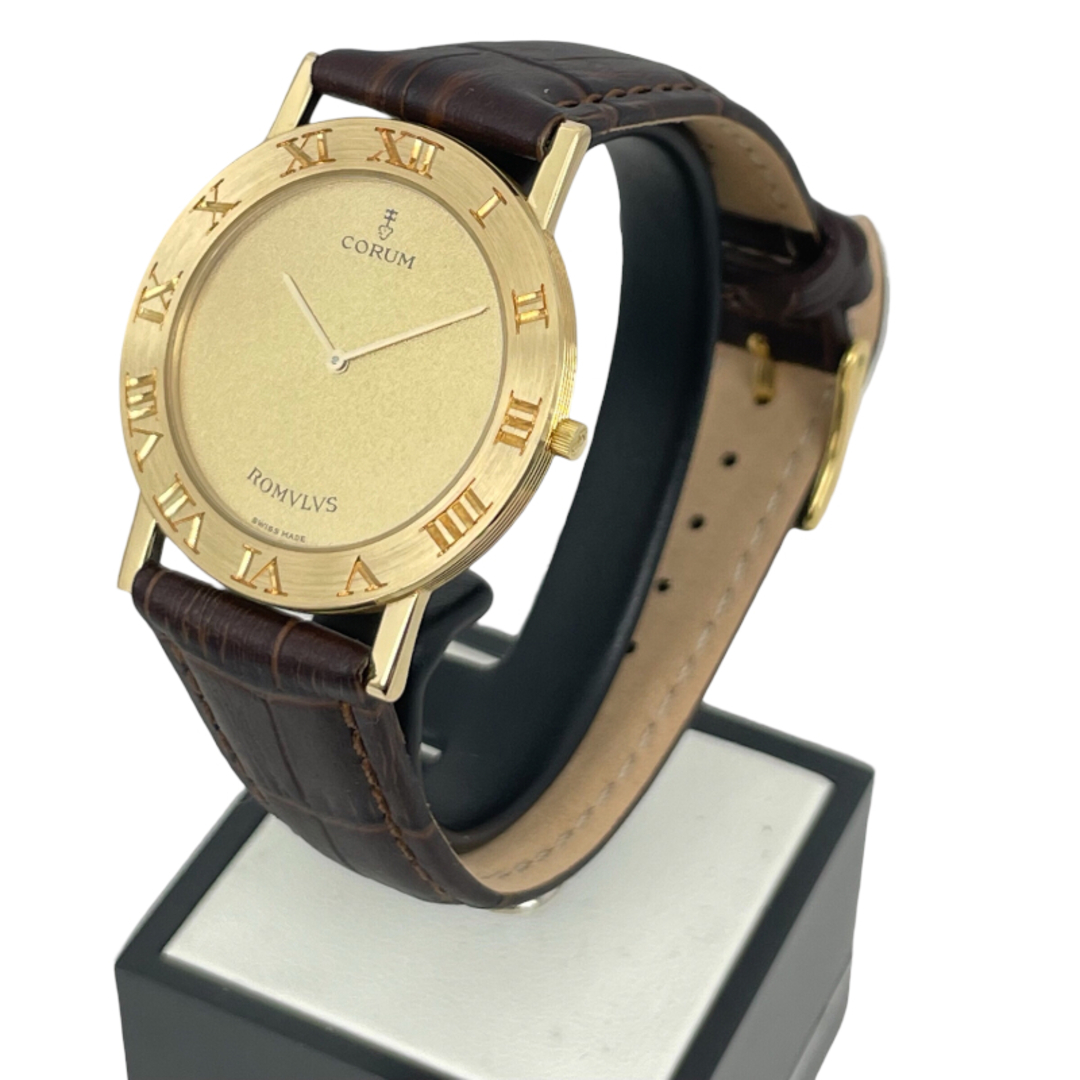 コルム CORUM ロムルス 社外ベルト 50.501.556 ゴールド k18YG/社外レザーベルト クオーツ ユニセックス 腕時計