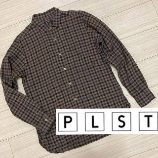 プラステ(PLST)の良品■PLST プラステ■麻 リネン ギンガム ブロックチェック シャツ S 茶(シャツ)