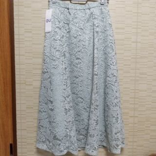 ジーユー(GU)のGU  レースフレアスカート   新品タグ付グリーン   Sサイズ(ロングスカート)