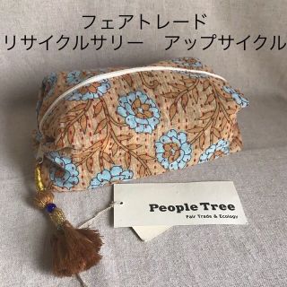 ピープルツリー(People Tree)の未使用　フェアトレード　リサイクルサリー　ポーチ1点　ノベルティ巾着3点(ポーチ)