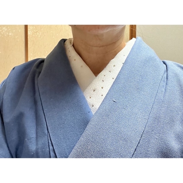 SOLD❣️片身替わり☆鮫柄と無地小紋 - 着物