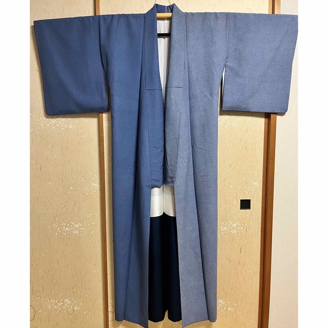 SOLD❣️片身替わり☆鮫柄と無地小紋 - 着物