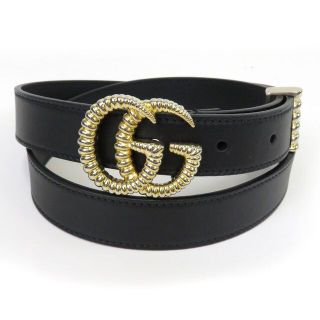 グッチ(Gucci)のグッチ トーション ダブルG ベルト 524103 レディース ブラック GUCCI 【中古】 【アパレル・小物】(ベルト)