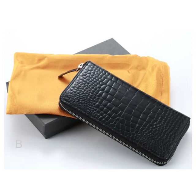 新品　ヘンローンシャイニング黄色クロコダイルＬ型長財布