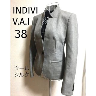 インディヴィ(INDIVI)のINDIVI V.A.I (インディヴィ ヴァイ) 春ツイードジャケット38(テーラードジャケット)