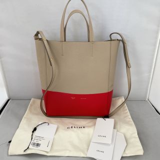 セリーヌ(celine)のCELINE セリーヌ バーティカル カバスモール バイカラー ライトトープ　赤(ショルダーバッグ)