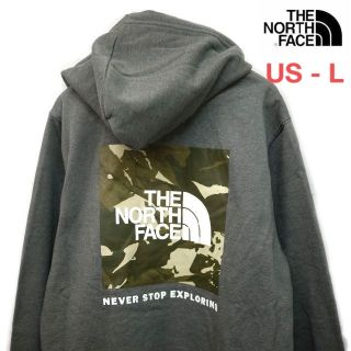 ザノースフェイス(THE NORTH FACE)のノースフェイス ハーフドーム プリントボックスロゴスウェットパーカー(L)グレー(パーカー)