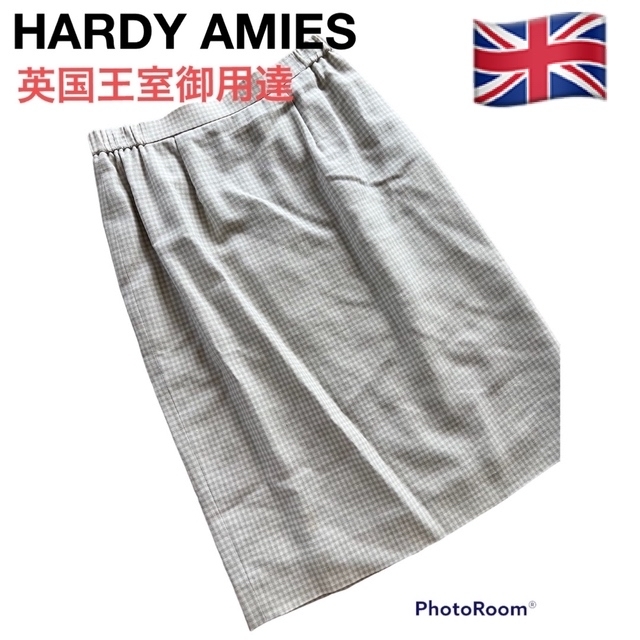 HARDY AMIES(ハーディエイミス)のハーディエイミス　チェック　タイトスカート　白　グレー レディースのスカート(ひざ丈スカート)の商品写真