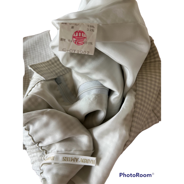 HARDY AMIES(ハーディエイミス)のハーディエイミス　チェック　タイトスカート　白　グレー レディースのスカート(ひざ丈スカート)の商品写真
