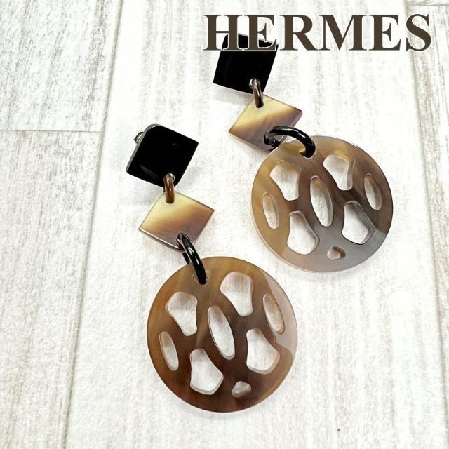 エルメス HERMES ピアス バッファローホーン アヴァ HAVA 当季大流行 e