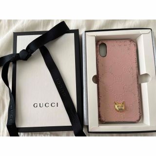 グッチ(Gucci)のGUCCI iPhoneケース　ピンク　猫(iPhoneケース)