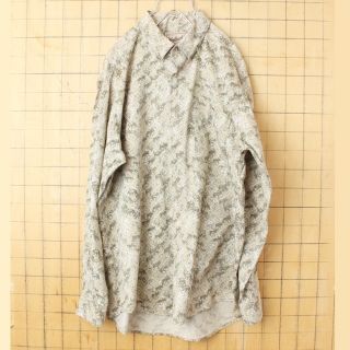 ウールリッチ(WOOLRICH)の90s USAウールリッチアニマル総柄ボタンダウンシャツ ベージュ L ss32(シャツ)