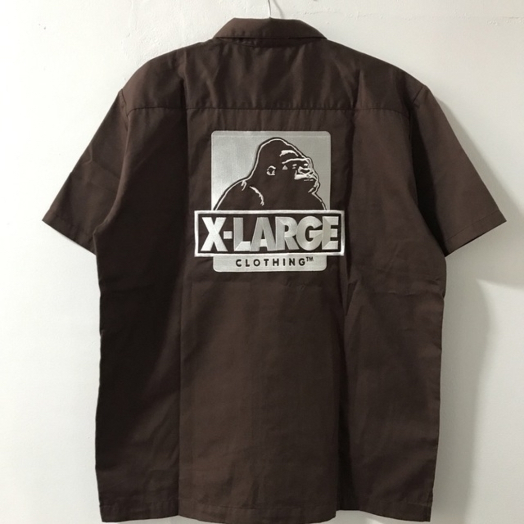 新品　X-LARGE　半袖　ワークシャツ　ブラウン　メンズL