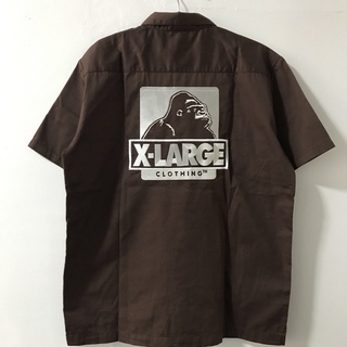 エクストララージ(XLARGE)の新品　X-LARGE　半袖　ワークシャツ　ブラウン　メンズL(シャツ)