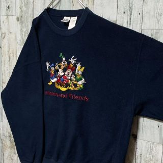 希少★ディズニー キャラクター豪華刺繍 フリース スウェット 3XL 90s.
