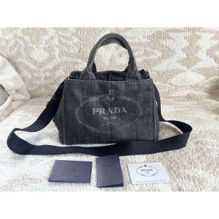 プラダ(PRADA)の隆夢様専用　PRADA プラダ カナパ S 2WAY トート ブラックデニム(トートバッグ)