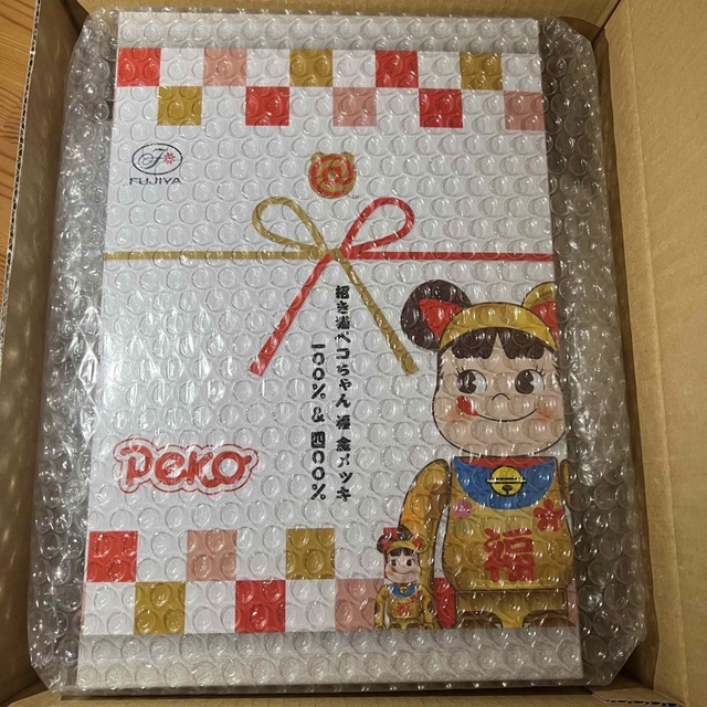 BE@RBRICK 招き猫 ペコちゃん 金運 金メッキ 100％ \u0026 400％